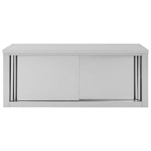 vidaXL Kitchen Wall Cabinet with Sliding Doors Stainless Steel Multi Sizes-5