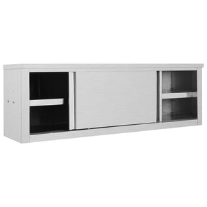 vidaXL Kitchen Wall Cabinet with Sliding Doors Stainless Steel Multi Sizes-16