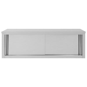vidaXL Kitchen Wall Cabinet with Sliding Doors Stainless Steel Multi Sizes-20