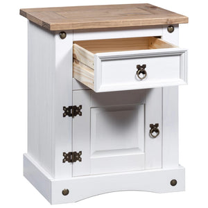 vidaXL Nightstand Storage Cabinet Table with Drawer Mexican Pine Corona Range-13