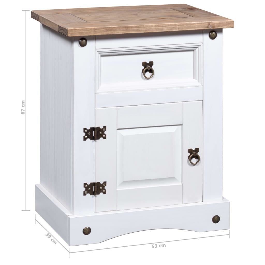 vidaXL Nightstand Storage Cabinet Table with Drawer Mexican Pine Corona Range-2