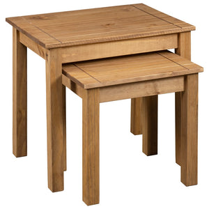 vidaXL Nesting Tables 2 Pcs Coffee End Table Solid Pine Wood Panama Range-12