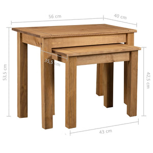 vidaXL Nesting Tables 2 Pcs Coffee End Table Solid Pine Wood Panama Range-18