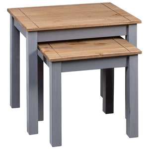 vidaXL Nesting Tables 2 Pcs Coffee End Table Solid Pine Wood Panama Range-3