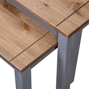 vidaXL Nesting Tables 2 Pcs Coffee End Table Solid Pine Wood Panama Range-7