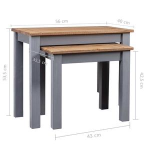 vidaXL Nesting Tables 2 Pcs Coffee End Table Solid Pine Wood Panama Range-9