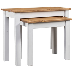 vidaXL Nesting Tables 2 Pcs Coffee End Table Solid Pine Wood Panama Range-4