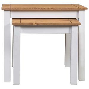 vidaXL Nesting Tables 2 Pcs Coffee End Table Solid Pine Wood Panama Range-11