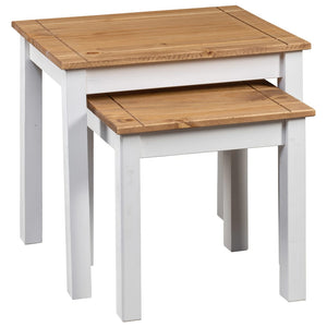 vidaXL Nesting Tables 2 Pcs Coffee End Table Solid Pine Wood Panama Range-13