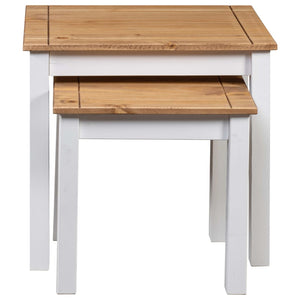 vidaXL Nesting Tables 2 Pcs Coffee End Table Solid Pine Wood Panama Range-15