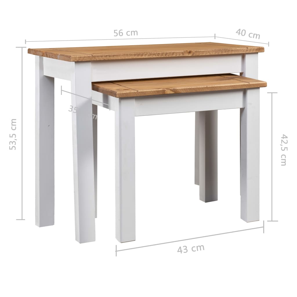 vidaXL Nesting Tables 2 Pcs Coffee End Table Solid Pine Wood Panama Range-19