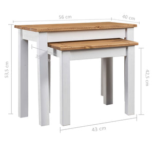 vidaXL Nesting Tables 2 Pcs Coffee End Table Solid Pine Wood Panama Range-19
