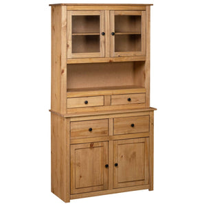 vidaXL Cabinet Wooden Display Case Storage Cabinet Solid Pine Panama Range-1