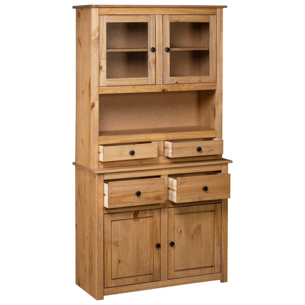 vidaXL Cabinet Wooden Display Case Storage Cabinet Solid Pine Panama Range-15