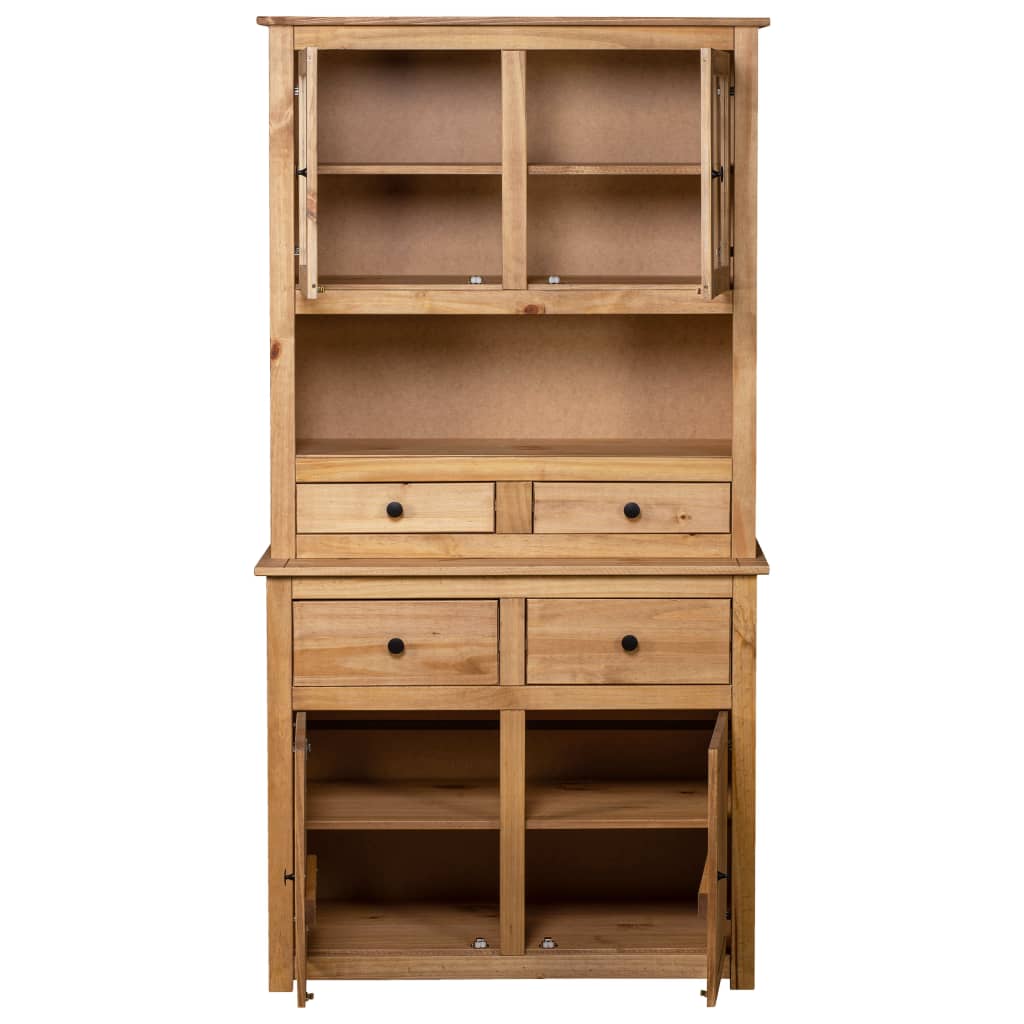 vidaXL Cabinet Wooden Display Case Storage Cabinet Solid Pine Panama Range-19