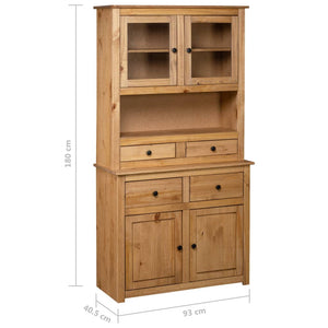 vidaXL Cabinet Wooden Display Case Storage Cabinet Solid Pine Panama Range-13