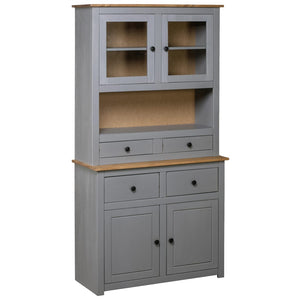 vidaXL Cabinet Wooden Display Case Storage Cabinet Solid Pine Panama Range-4