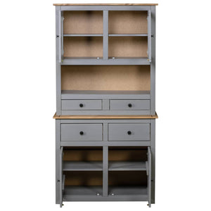 vidaXL Cabinet Wooden Display Case Storage Cabinet Solid Pine Panama Range-9