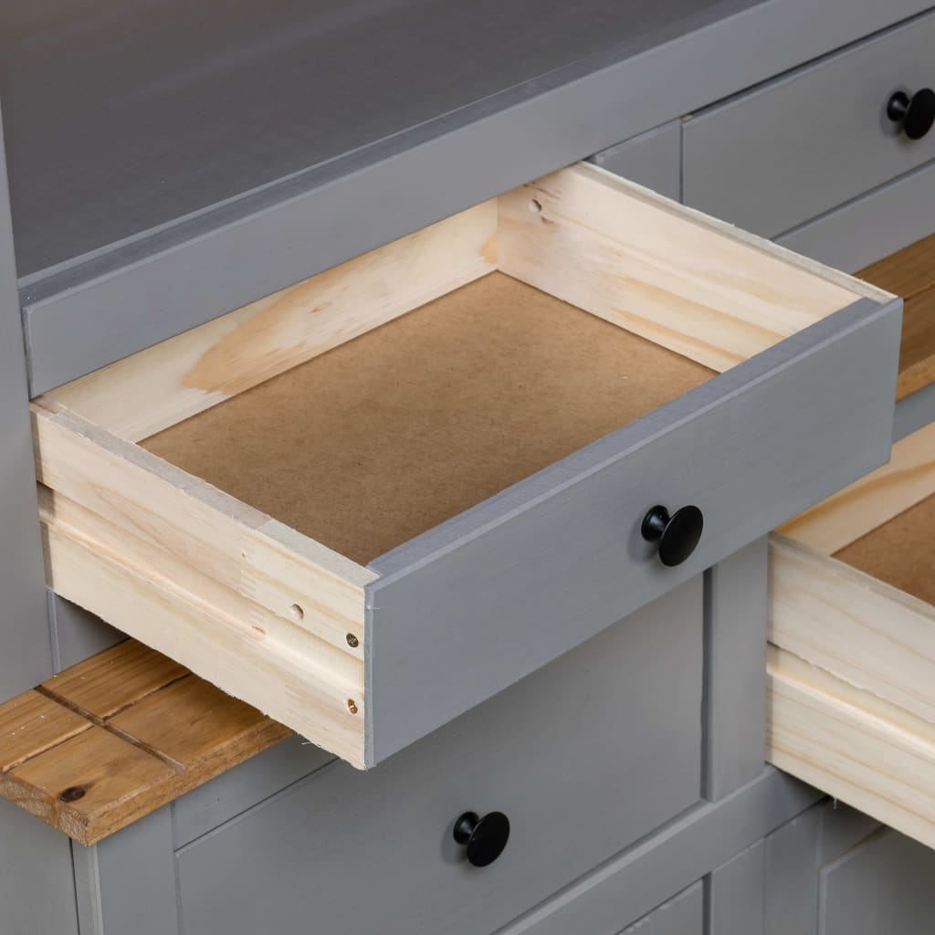 vidaXL Cabinet Wooden Display Case Storage Cabinet Solid Pine Panama Range-14