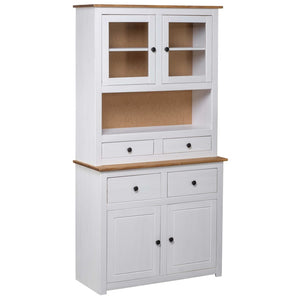 vidaXL Cabinet Wooden Display Case Storage Cabinet Solid Pine Panama Range-7