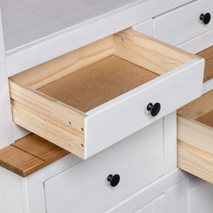 vidaXL Cabinet Wooden Display Case Storage Cabinet Solid Pine Panama Range-5
