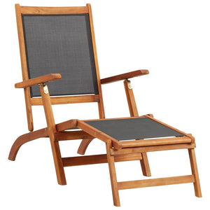 vidaXL Patio Deck Chair Solid Acacia Wood and Textilene-0