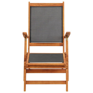 vidaXL Patio Deck Chair Solid Acacia Wood and Textilene-1