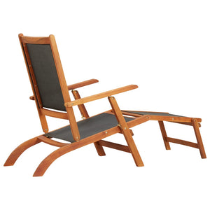 vidaXL Patio Deck Chair Solid Acacia Wood and Textilene-3