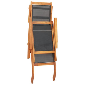 vidaXL Patio Deck Chair Solid Acacia Wood and Textilene-4