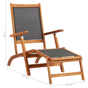 vidaXL Patio Deck Chair Solid Acacia Wood and Textilene-7