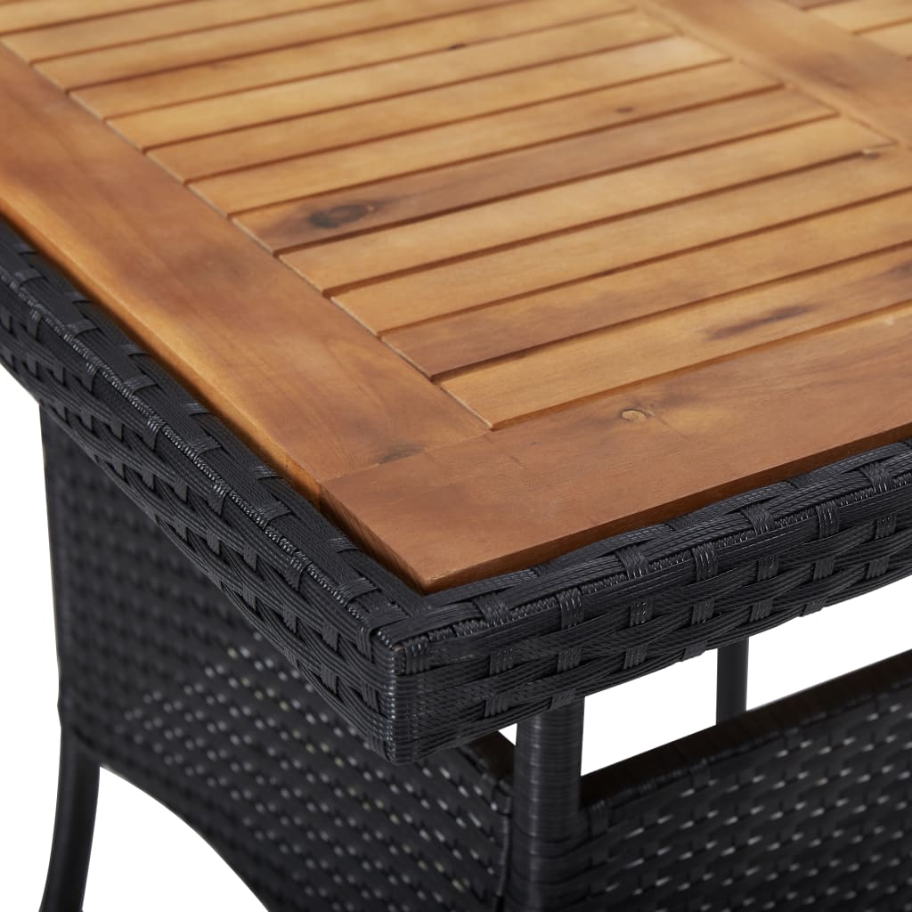 vidaXL Outdoor Dining Table Storage Patio Table Solid Wood Acacia PE Rattan-3