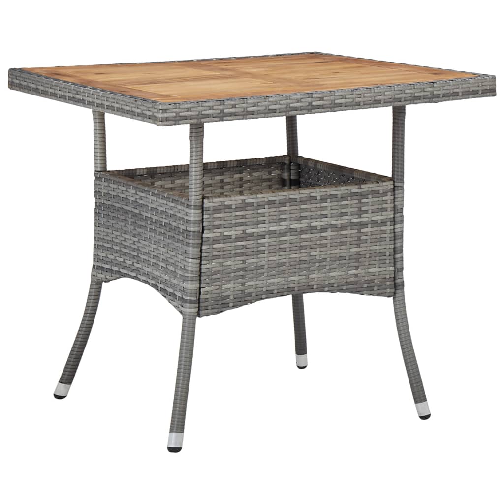 vidaXL Outdoor Dining Table Storage Patio Table Solid Wood Acacia PE Rattan-1