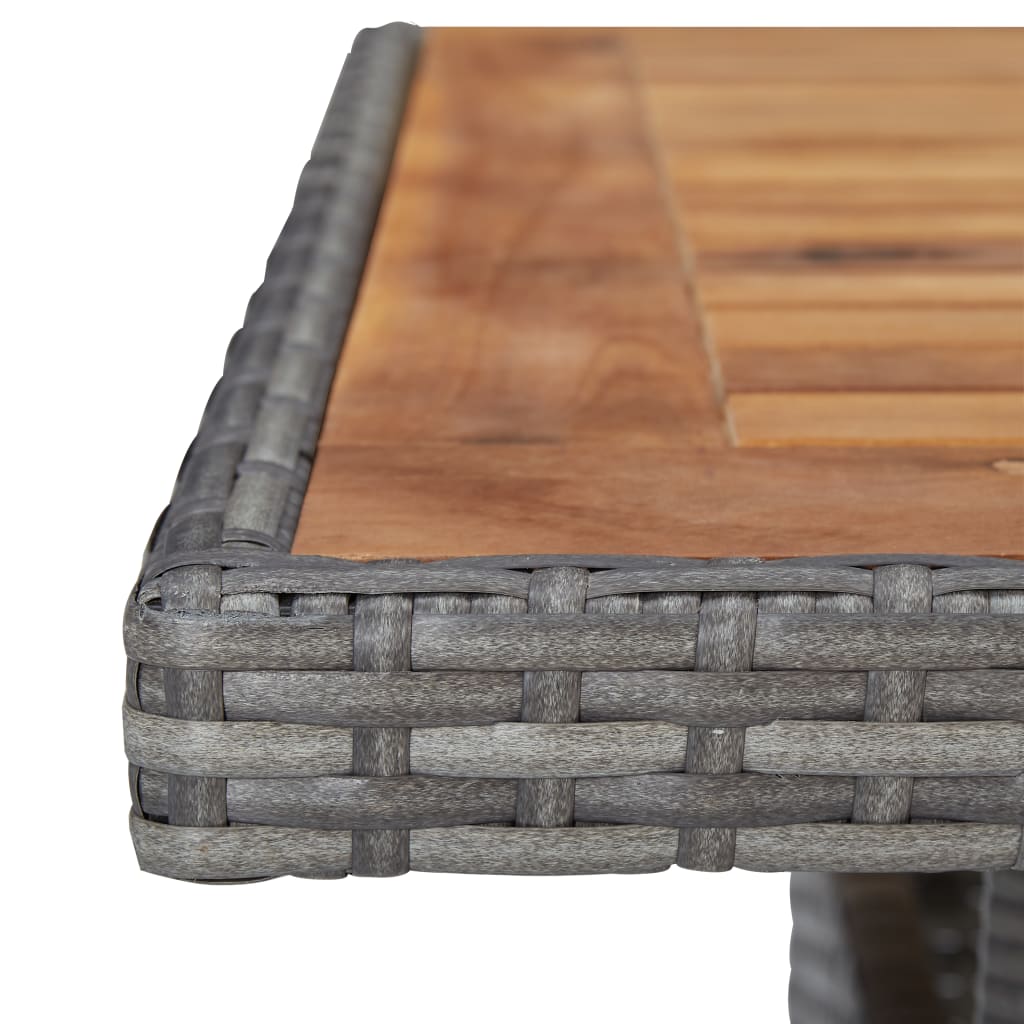 vidaXL Outdoor Dining Table Storage Patio Table Solid Wood Acacia PE Rattan-2