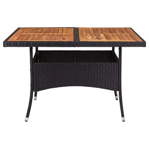 vidaXL Patio Outdoor Dining Table with Storage Solid Acacia Wood PE Rattan-9