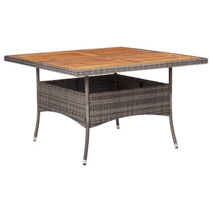 vidaXL Patio Outdoor Dining Table with Storage Solid Acacia Wood PE Rattan-6