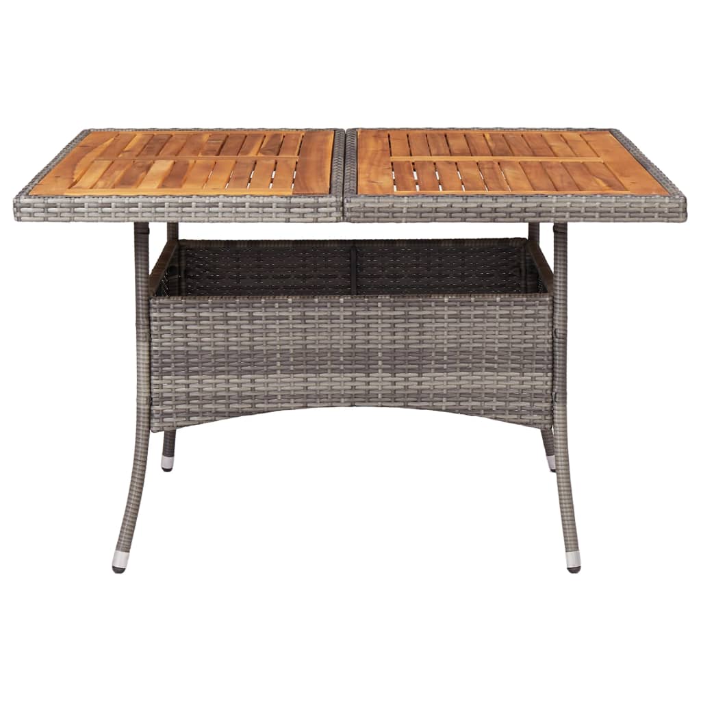 vidaXL Patio Outdoor Dining Table with Storage Solid Acacia Wood PE Rattan-12