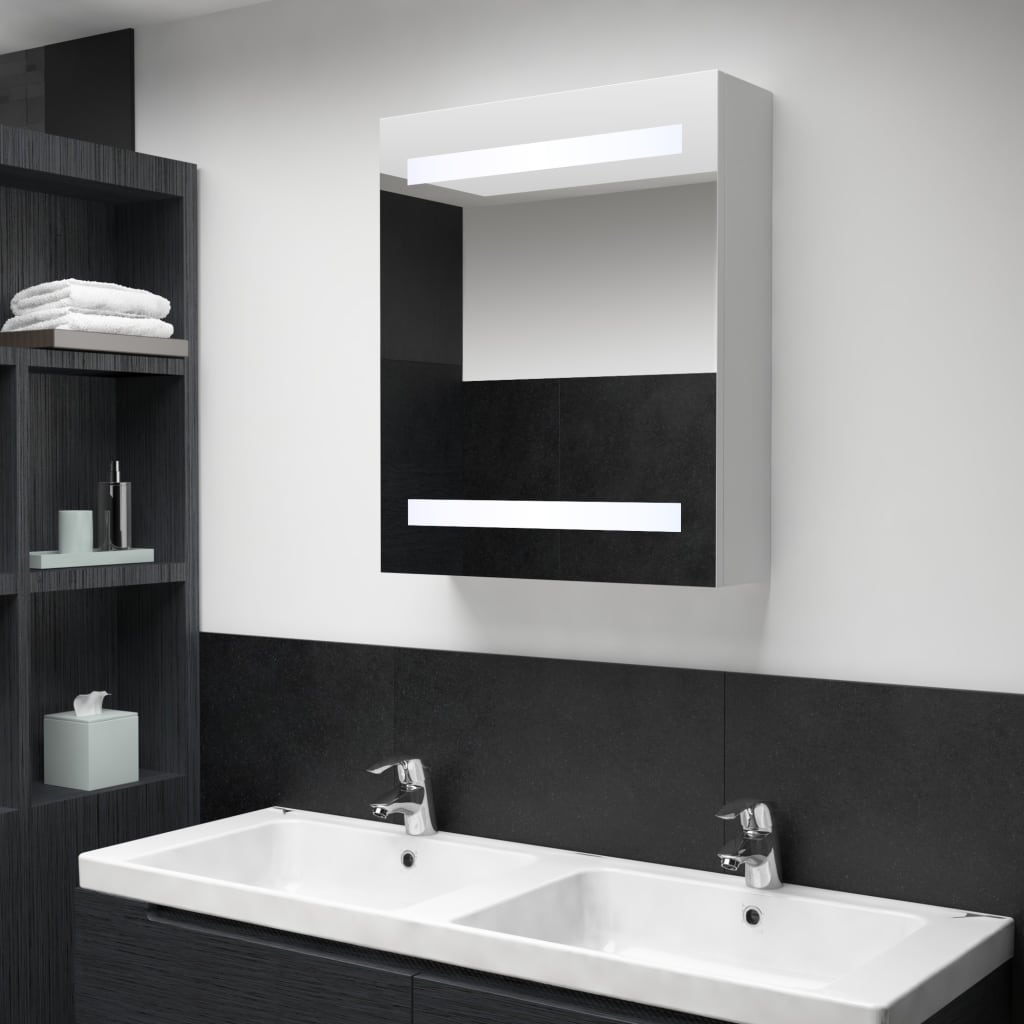 vidaXL LED Bathroom Mirror Cabinet 19.7"x5.3"x23.6"-0