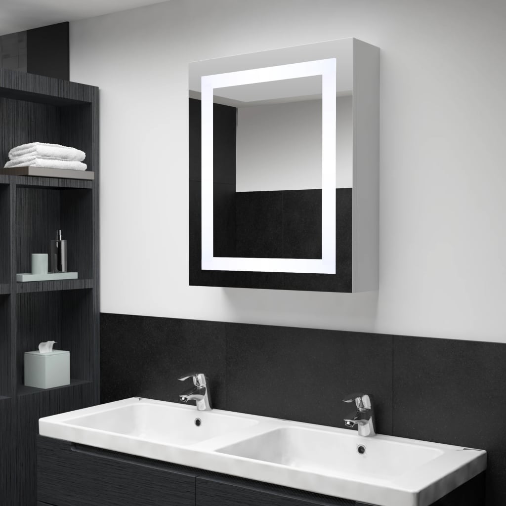 vidaXL LED Bathroom Mirror Cabinet 19.7"x5.1"x27.6"-0