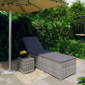 vidaXL Patio Lounge Chair Sunlounger Sunbed with Cushion Table Poly Rattan-22