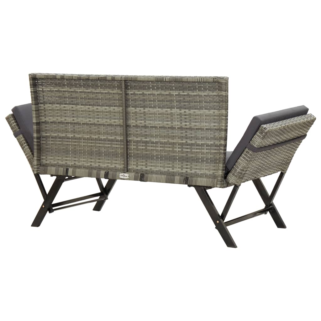 vidaXL Patio Bench Adjustable with Cushions for Outdoor Garden Poly Rattan-4