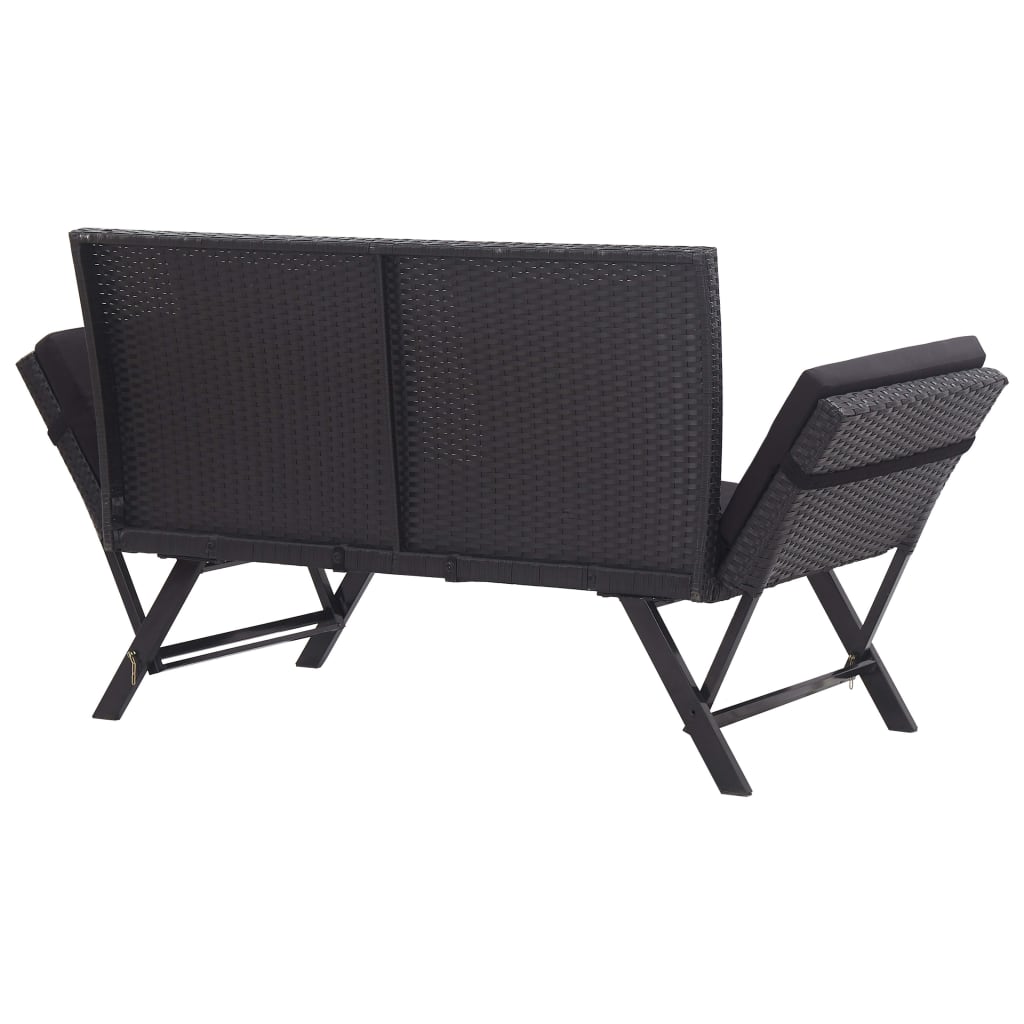 vidaXL Patio Bench Adjustable with Cushions for Outdoor Garden Poly Rattan-8