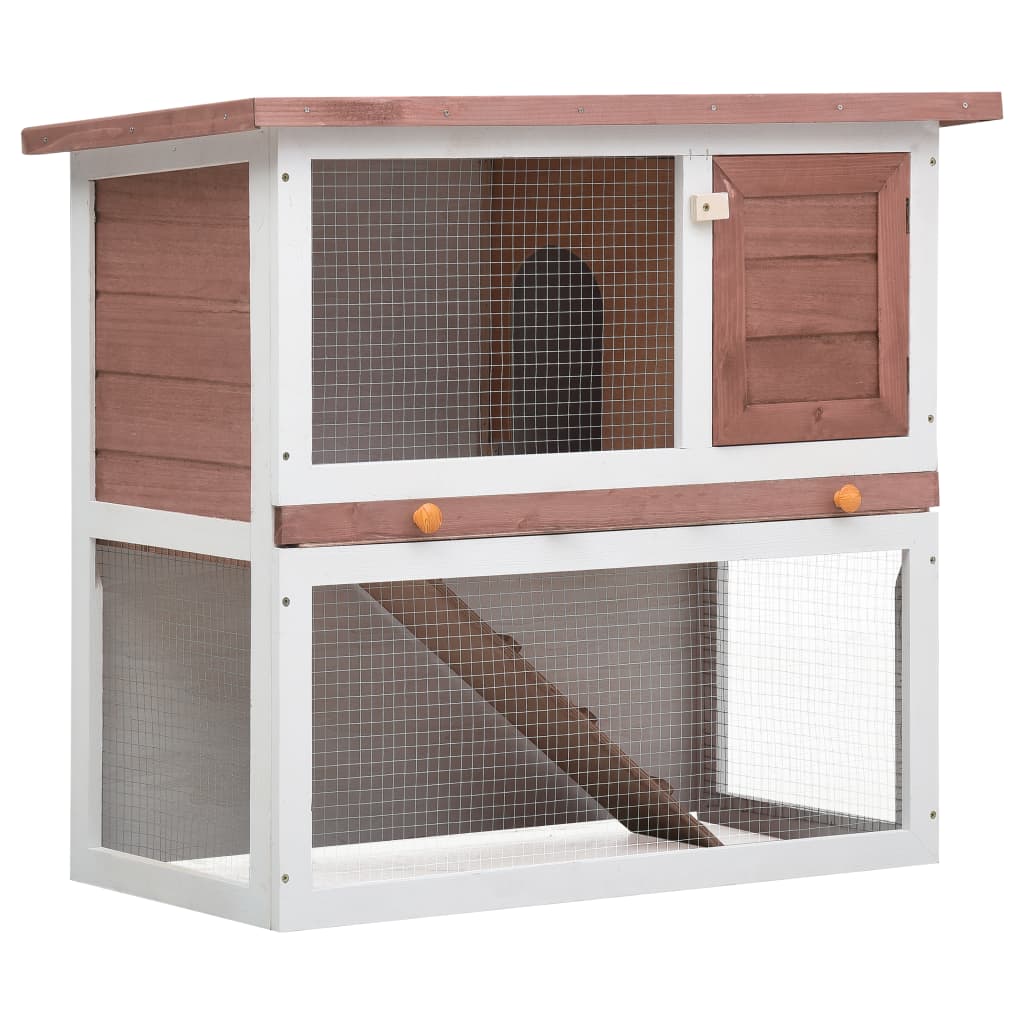 vidaXL Rabbit Hutch Bunny Cage House with Pull Out Tray Ramp Solid Pine Wood-0