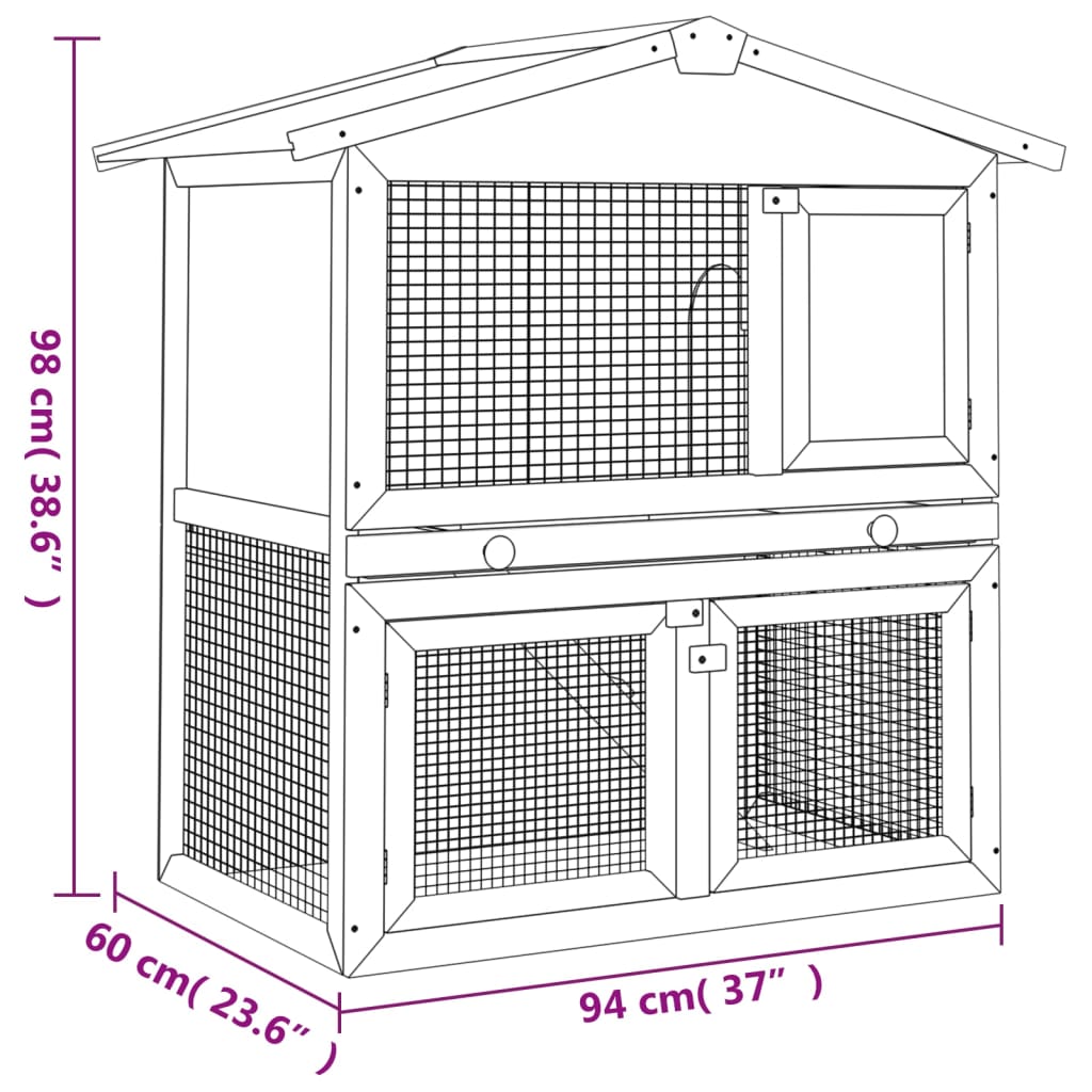 vidaXL Rabbit Hutch Bunny Cage with Pull Out Tray Pet House Solid Pine Wood-23