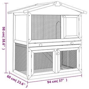 vidaXL Rabbit Hutch Bunny Cage with Pull Out Tray Pet House Solid Pine Wood-23