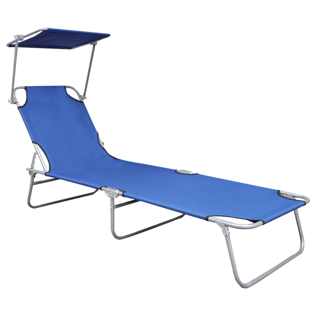 vidaXL Patio Lounge Chair Folding Sunlounger Porch Sunbed with Canopy Aluminum-7