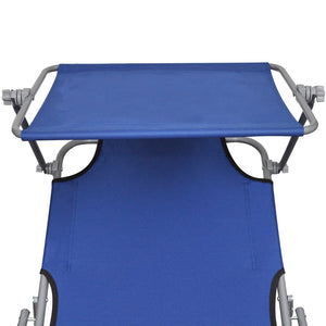 vidaXL Patio Lounge Chair Folding Sunlounger Porch Sunbed with Canopy Aluminum-31