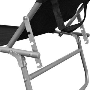 vidaXL Patio Lounge Chair Folding Sunlounger Porch Sunbed with Canopy Aluminum-55