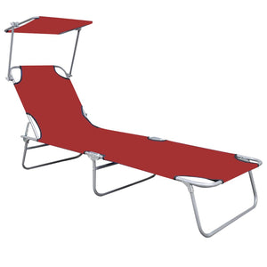 vidaXL Patio Lounge Chair Folding Sunlounger Porch Sunbed with Canopy Aluminum-8