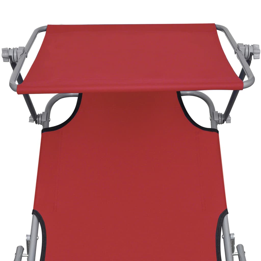 vidaXL Patio Lounge Chair Folding Sunlounger Porch Sunbed with Canopy Aluminum-32