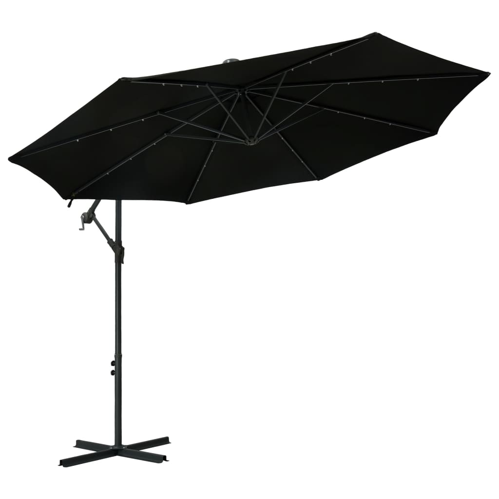 vidaXL Cantilever Umbrella Parasol with Solar LEDs Patio Umbrella Sunshade-56